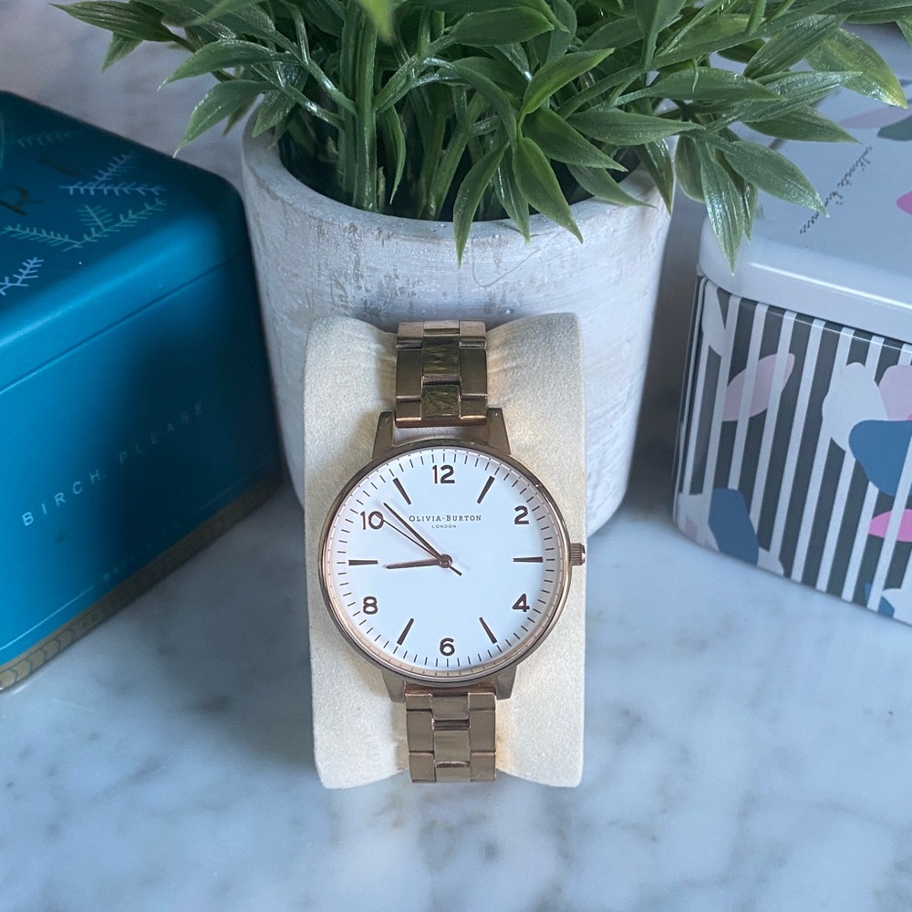 Olivia Burton Gold-Tone Watch with White Dial